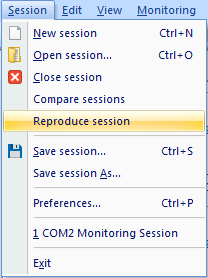 select Reproduce session from the Session menu  select Reproduce session from the Session menu