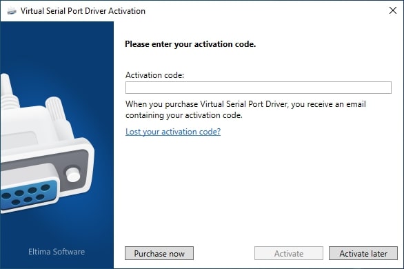 Configure Virtual Serial Port Driver Registration Code